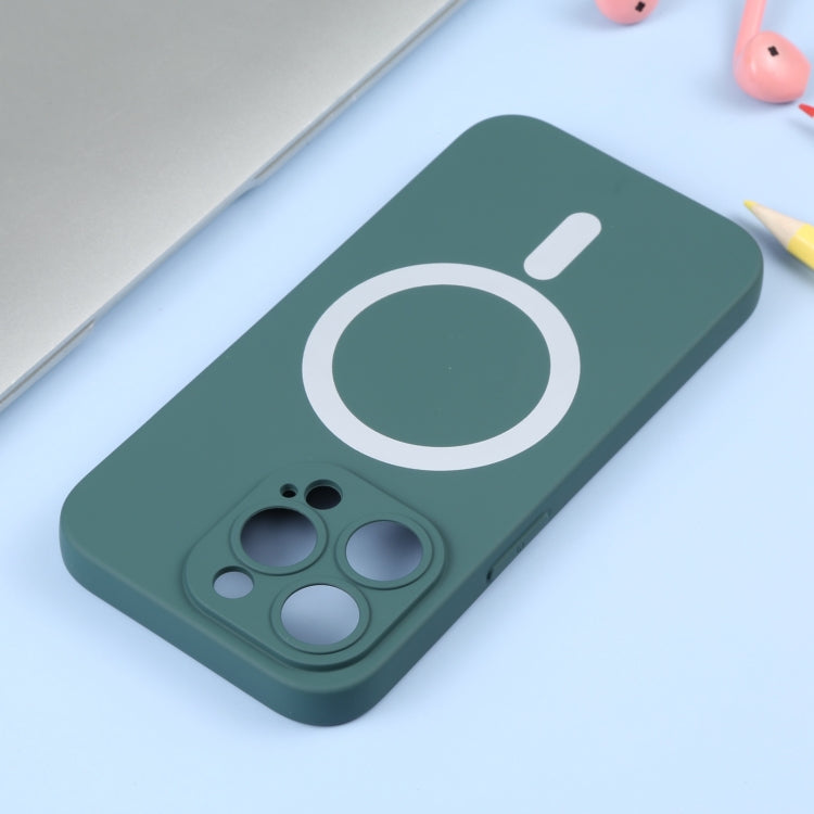 For iPhone 16 Pro Liquid Silicone Magsafe Phone Case(Dark Green)