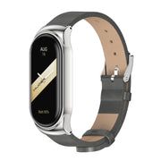 For Xiaomi Mi Band 8 Mijobs CS Case Microfiber PU Leather Watch Band(Grey Silver)