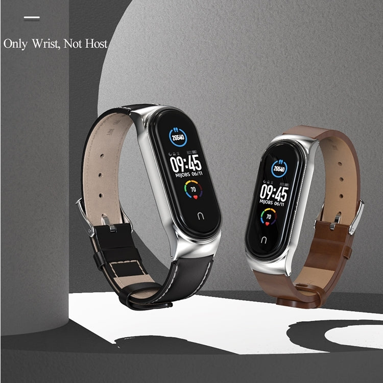 For Xiaomi Mi Band 8 Mijobs CS Case Microfiber PU Leather Watch Band(Blue Silver)