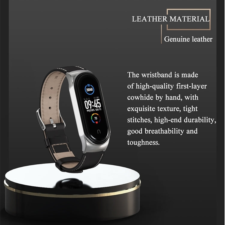 For Xiaomi Mi Band 8 Mijobs CS Case Microfiber PU Leather Watch Band(Blue Silver)