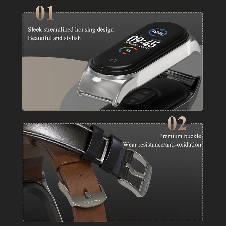 For Xiaomi Mi Band 8 Mijobs CS Case Microfiber PU Leather Watch Band(Red Silver)