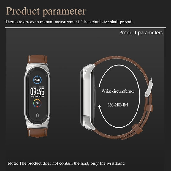 For Xiaomi Mi Band 8 Mijobs CS Case Microfiber PU Leather Watch Band(Brown Silver)