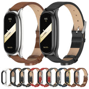 For Xiaomi Mi Band 8 Mijobs Plus Case Microfiber PU Leather Watch Band(Blue Silver)