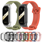 For Xiaomi Mi Band 8 Mijobs CS Case Silicone Watch Band(White Silver)