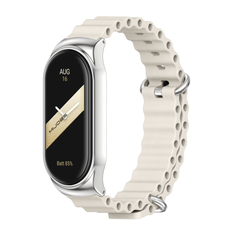 For Xiaomi Mi Band 8 Mijobs CS Case Marine Silicone Breathable Watch Band(Grey Silver)