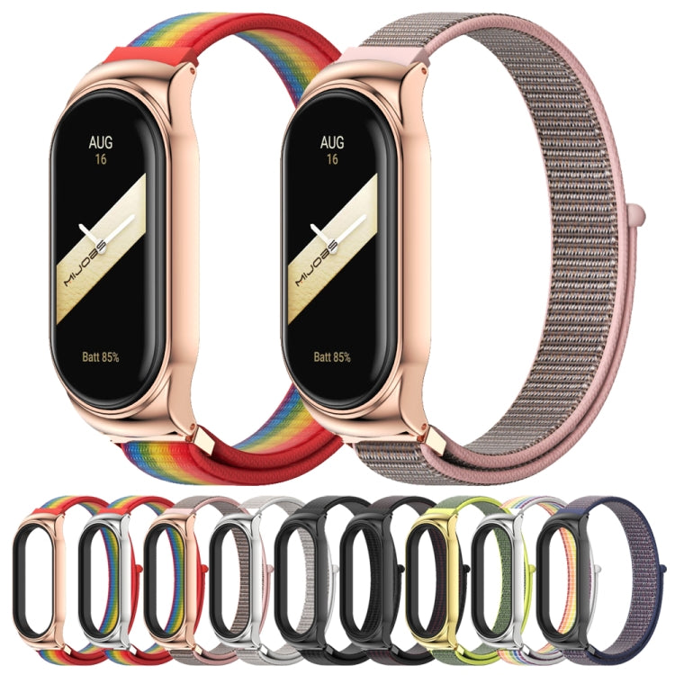 For Xiaomi Mi Band 8 Mijobs CS Case Breathable Nylon Loop Watch Band(Bright Yellow)
