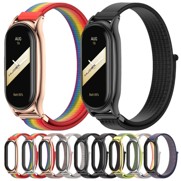 For Xiaomi Mi Band 8 Mijobs Plus Case Breathable Nylon Loop Watch Band(Midnight Blue Black)