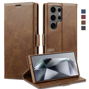 For Samsung Galaxy S24 Ultra LC.IMEEKE RFID Anti-theft Leather Phone Case(Brown)