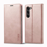 For Samsung Galaxy S24+ 5G LC.IMEEKE Strong Magnetism Microfiber Leather Phone Case(Rose Gold)