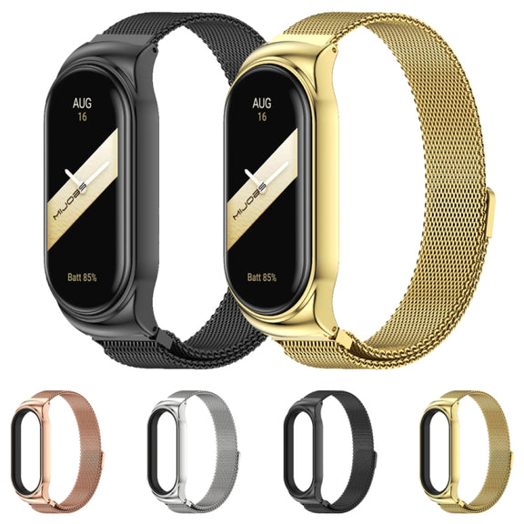 For Xiaomi Mi Band 8 Mijobs CS Case Milan Magnetic Stainless Steel Watch Band(Black)
