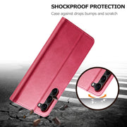 For Samsung Galaxy S24 5G LC.IMEEKE Calf Texture Leather Phone Case(Red)