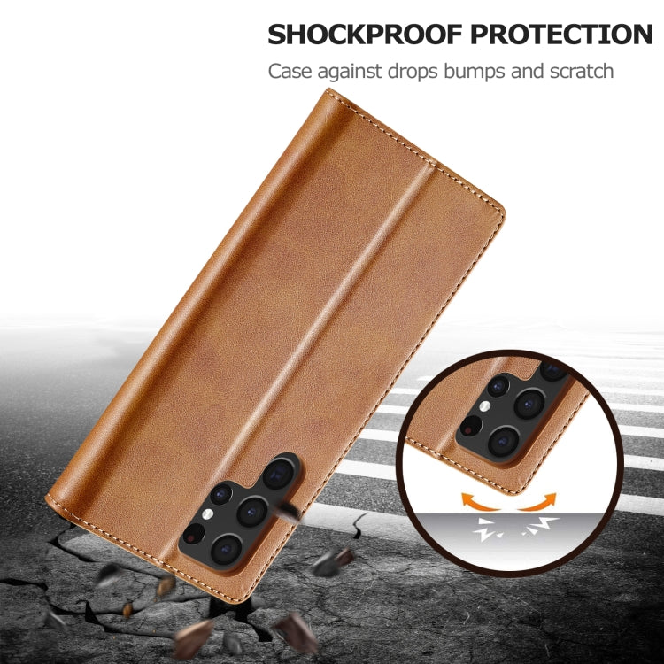 For Samsung Galaxy S24 Ultra 5G LC.IMEEKE Calf Texture Leather Phone Case(Brown)