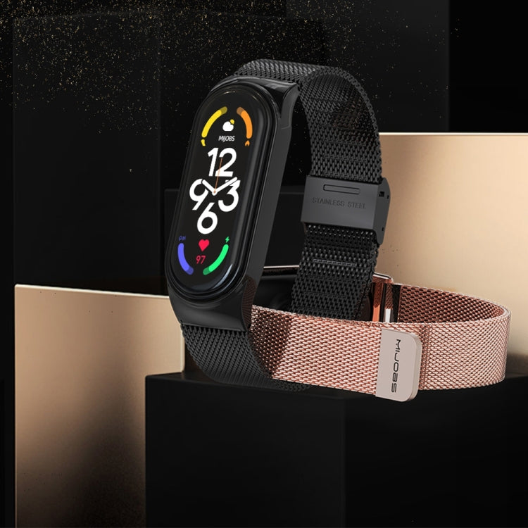 For Xiaomi Mi Band 8 Mijobs CS Case Milan Buckle Metal Watch Band(Black)