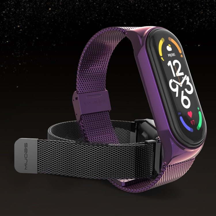 For Xiaomi Mi Band 8 Mijobs CS Case Milan Buckle Metal Watch Band(Black)