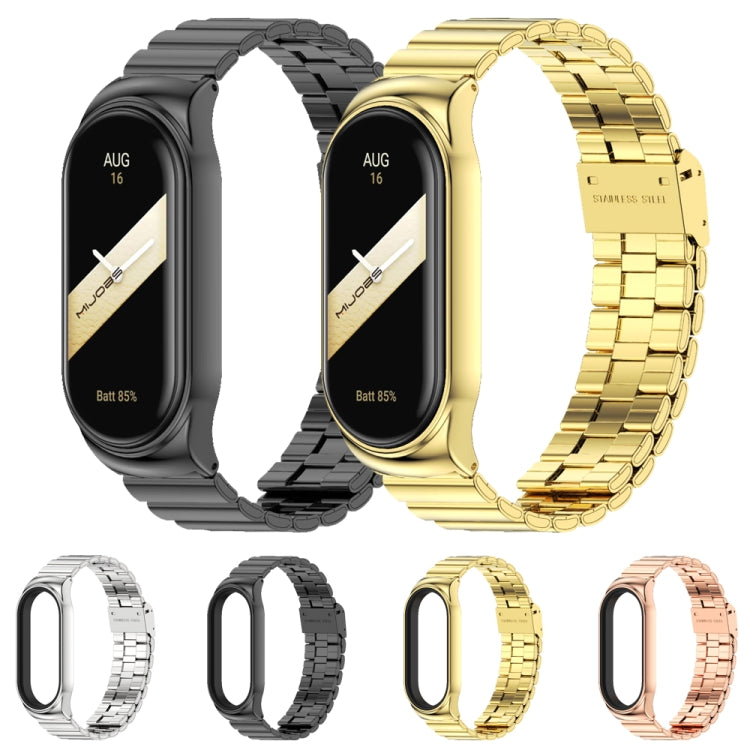 For Xiaomi Mi Band 8 Mijobs CS Case Bamboo Buckle Metal Watch Band(Rose Gold)