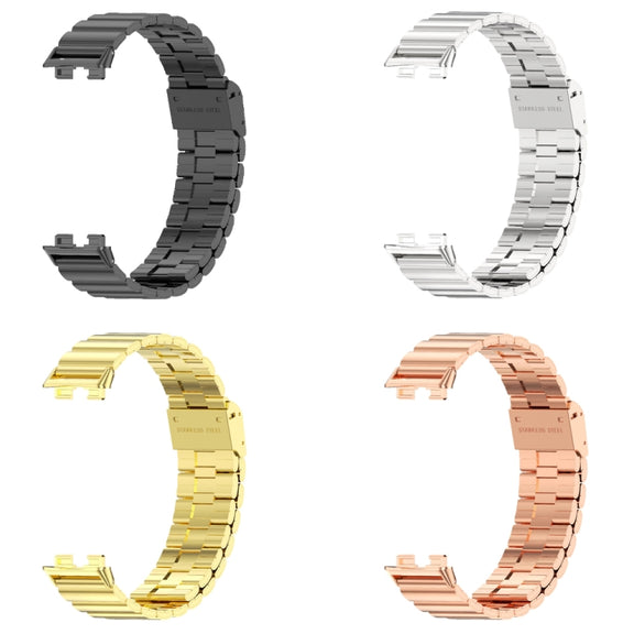 For Huawei Band 8 / 9 / 10 Mijobs Bamboo Buckle Stainless Steel Watch Band(Gold)