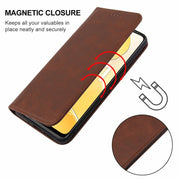 For Realme C51 Magnetic Closure Leather Phone Case(Brown)