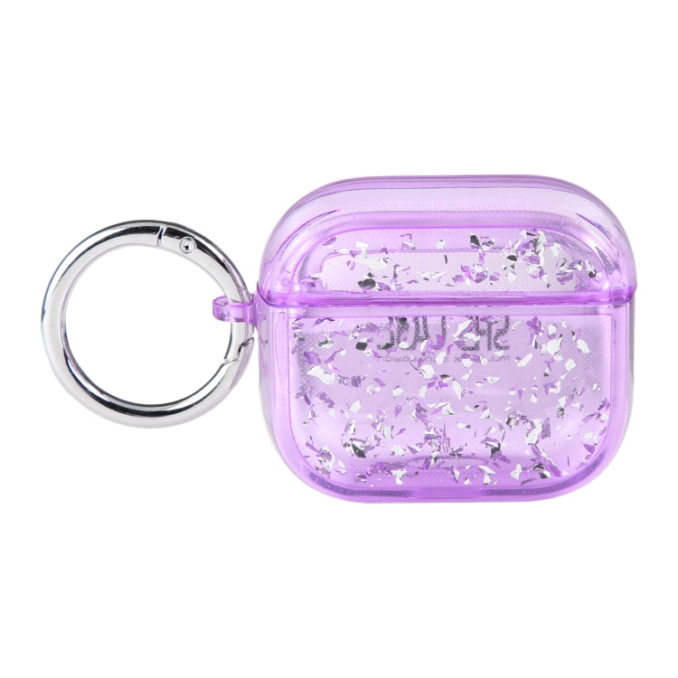 For AirPods Pro 2 Silver Foil Epoxy Bluetooth Earphone Protective Case(Purple)