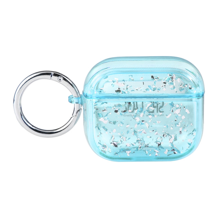 For AirPods Pro 2 Silver Foil Epoxy Bluetooth Earphone Protective Case(Sky Blue)