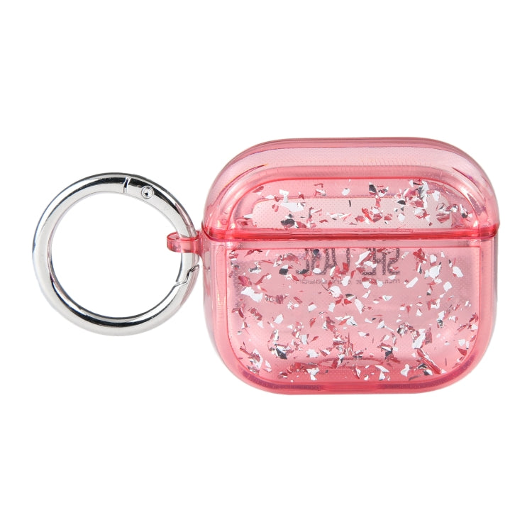 For AirPods Pro Silver Foil Epoxy Bluetooth Earphone Protective Case(Red)