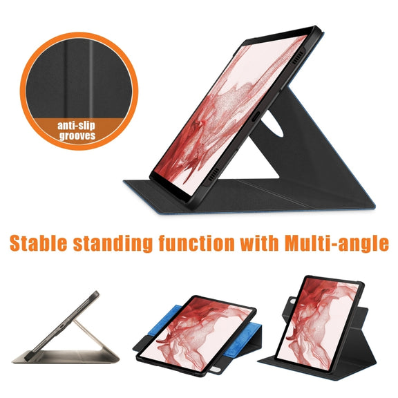 For Samsung Galaxy Tab S9 360 Rotation Stand Smart Leather Tablet Case(Blue)