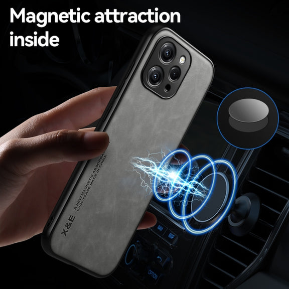 For Xiaomi Redmi 12 5G Skin Feel Magnetic Leather Back Phone Case(Dark Grey)