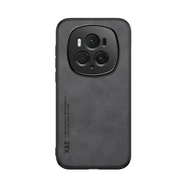 For Honor Magic6 Pro Skin Feel Magnetic Leather Back Phone Case(Dark Grey)