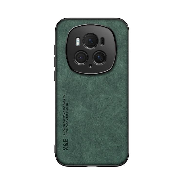 For Honor Magic6 Pro Skin Feel Magnetic Leather Back Phone Case(Green)