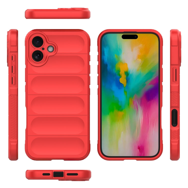For iPhone 16 Plus Magic Shield TPU + Flannel Phone Case(Red)