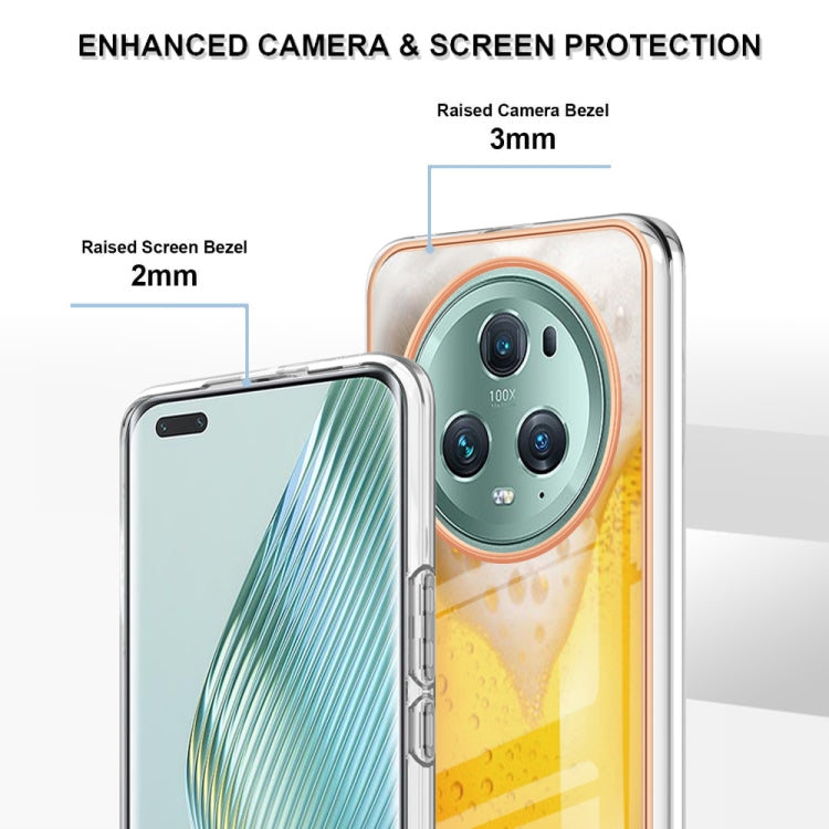 For Honor Magic 5 Pro Electroplating Marble Dual-side IMD Phone Case(Draft Beer)