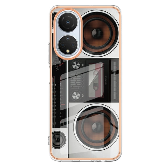 For Honor X7 Electroplating Marble Dual-side IMD Phone Case(Retro Radio)