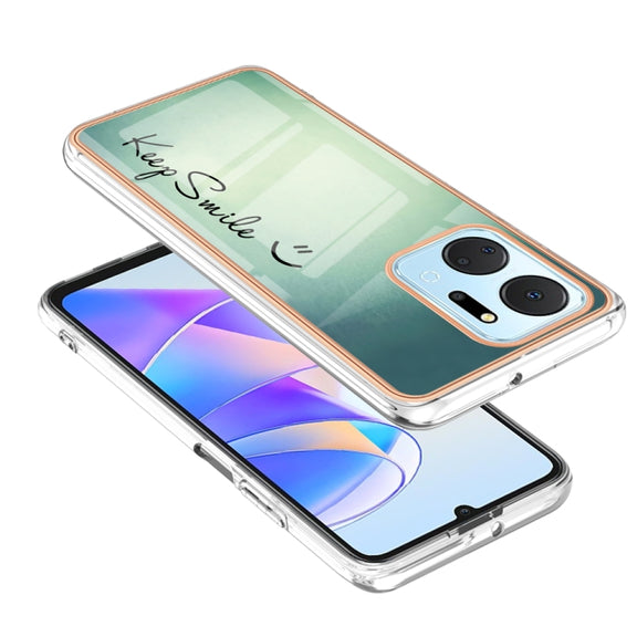 For Honor X7a Electroplating Marble Dual-side IMD Phone Case(Smile)