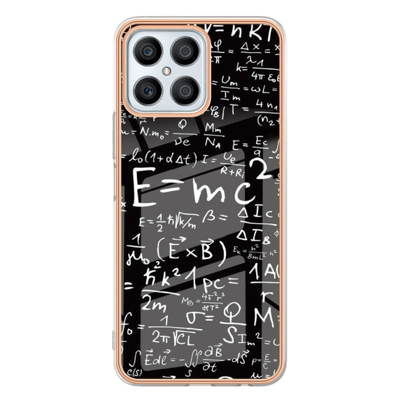 For Honor X8 4G Electroplating Marble Dual-side IMD Phone Case(Equation)
