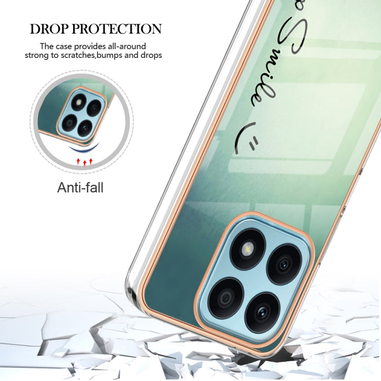 For Honor X8a Electroplating Marble Dual-side IMD Phone Case(Smile)