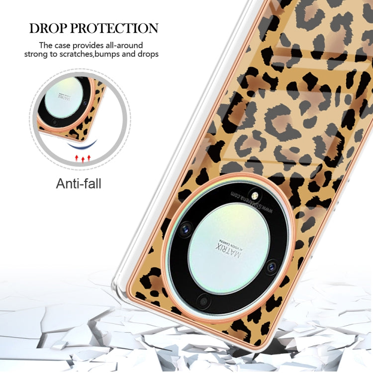 For Honor X9a / Magic5 Lite Electroplating Marble Dual-side IMD Phone Case(Leopard Print)