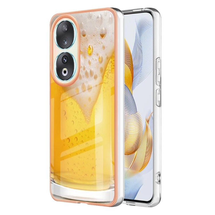 For Honor 90 5G Electroplating Marble Dual-side IMD Phone Case(Draft Beer)