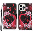 For iPhone 16 Pro 3D Colored Drawing Flip Leather Phone Case(Red Heart) - iPhone 16 Pro Cases by PMC TechLife | Online Shopping South Africa | PMC TechLife | Buy Now Pay Later Mobicred