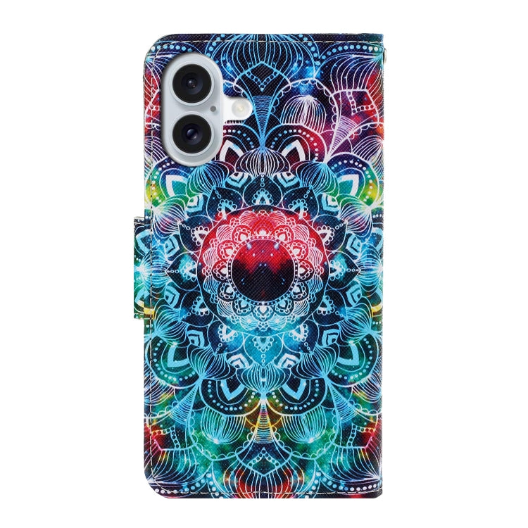 For iPhone 16 Plus 3D Colored Drawing Flip Leather Phone Case(Mandala)