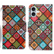 For iPhone 16 3D Colored Drawing Flip Leather Phone Case(Ethnic Totem)