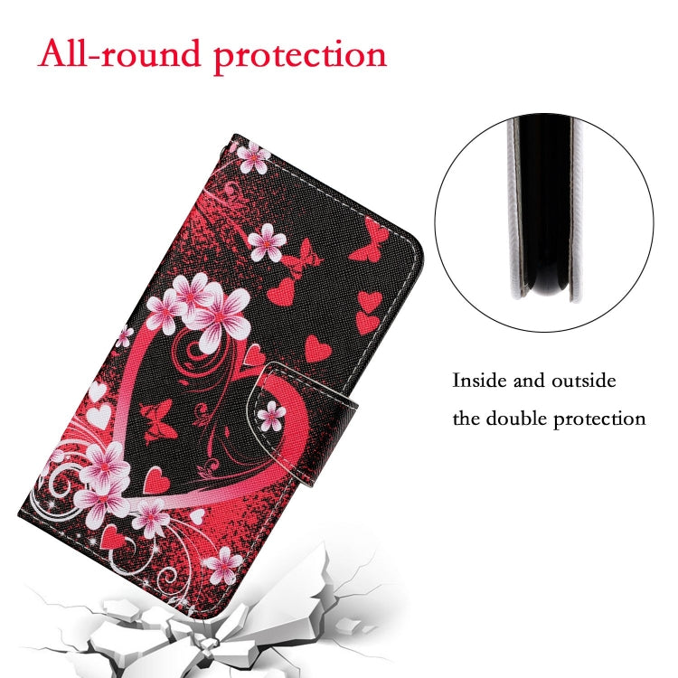 For iPhone 16 3D Colored Drawing Flip Leather Phone Case(Red Heart)