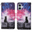 For iPhone 16 3D Colored Drawing Flip Leather Phone Case(Star Cat) - iPhone 16 Cases by PMC TechLife | Online Shopping South Africa | PMC TechLife | Buy Now Pay Later Mobicred