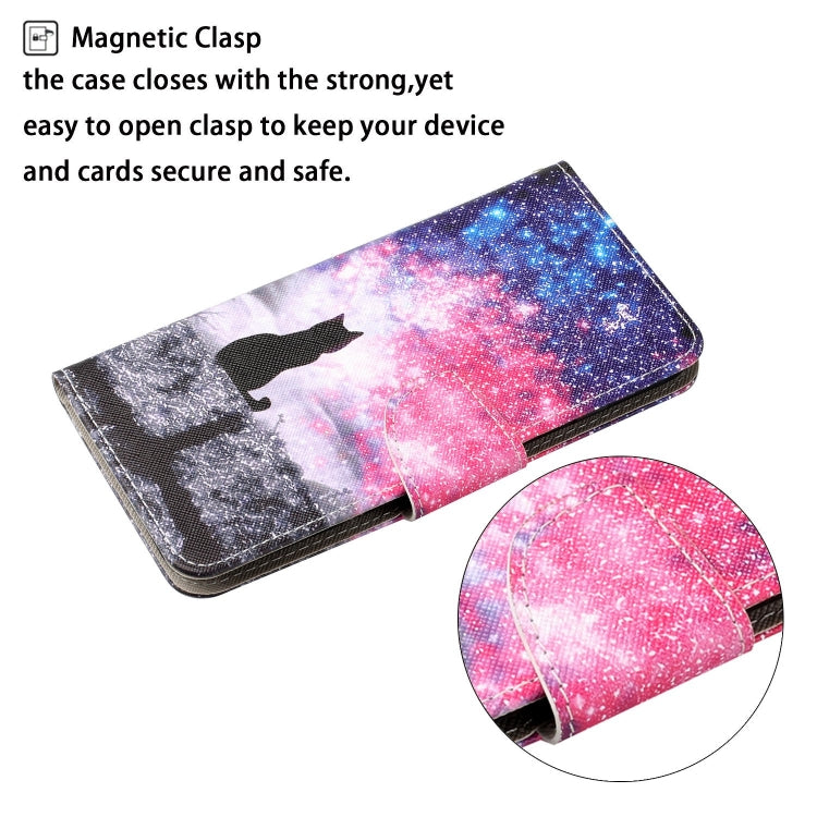 For iPhone 16 3D Colored Drawing Flip Leather Phone Case(Star Cat)