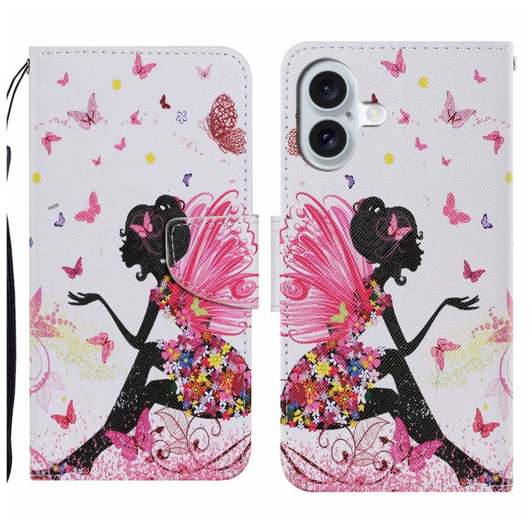 For iPhone 16 3D Colored Drawing Flip Leather Phone Case(Dance Girl)