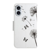 For iPhone 16 3D Colored Drawing Flip Leather Phone Case(Dandelions)
