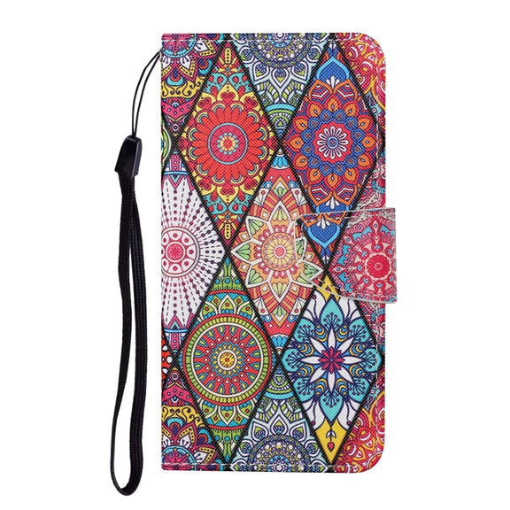 For iPhone 16 3D Colored Drawing Flip Leather Phone Case(Rhombus Totem)