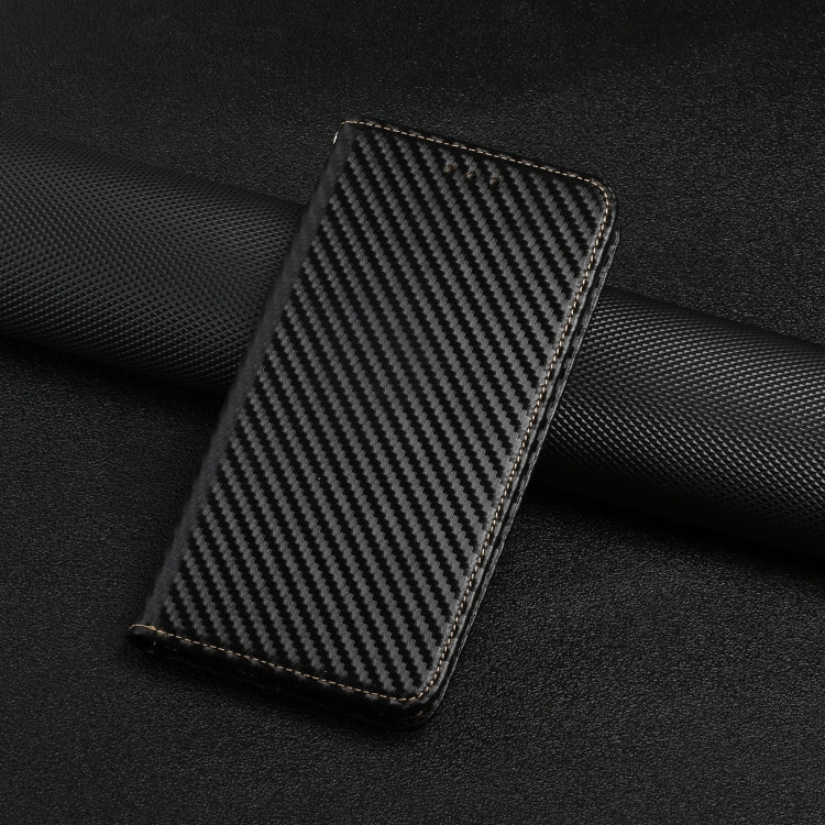 For Samsung Galaxy S24 Ultra 5G Carbon Fiber Texture Flip Holder Leather Phone Case(Black)