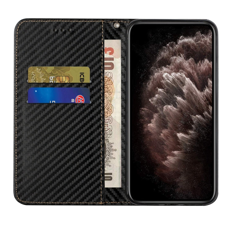 For Samsung Galaxy S24 Ultra 5G Carbon Fiber Texture Flip Holder Leather Phone Case(Black)