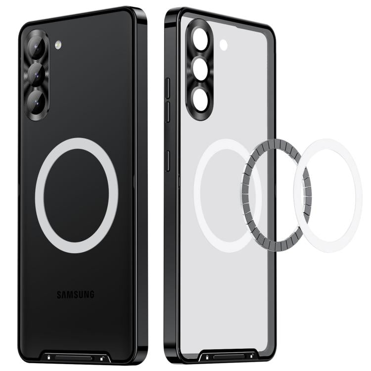 For Samsung Galaxy S25 5G MagSafe Magnetic Frosted Metal Phone Case(Black)