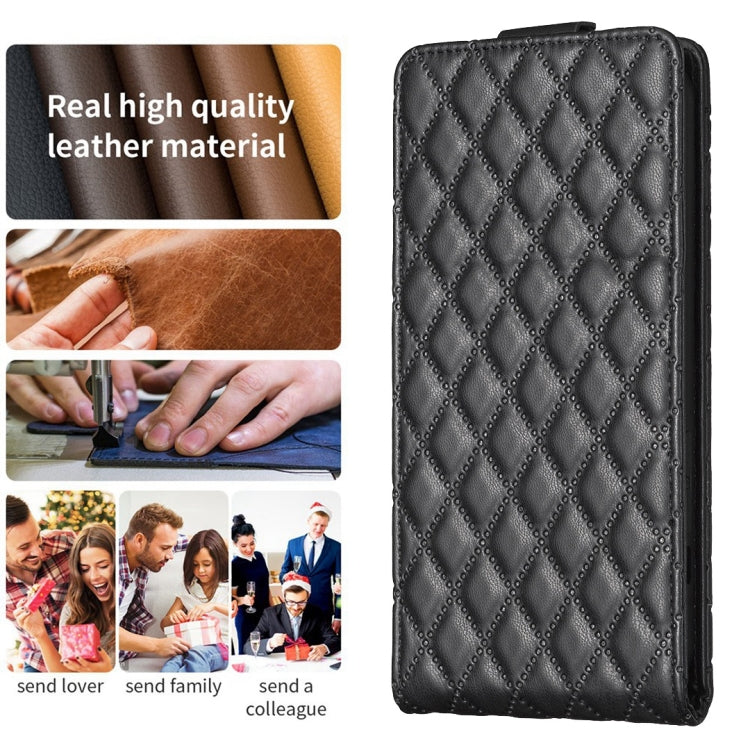 For Redmi Note 12 5G Global Diamond Lattice Vertical Flip Leather Phone Case(Black)