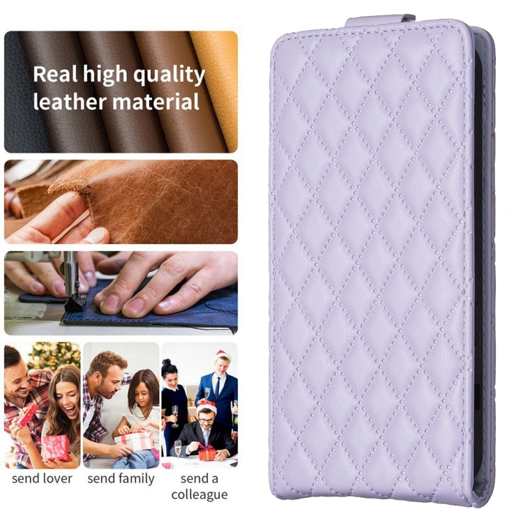 For Redmi Note 12 Pro+ Global Diamond Lattice Vertical Flip Leather Phone Case(Purple)